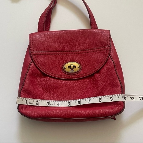 Fossil Crossbody Leather Satchel Bag Carson Style Red Casual One Size - Picture 15 of 17